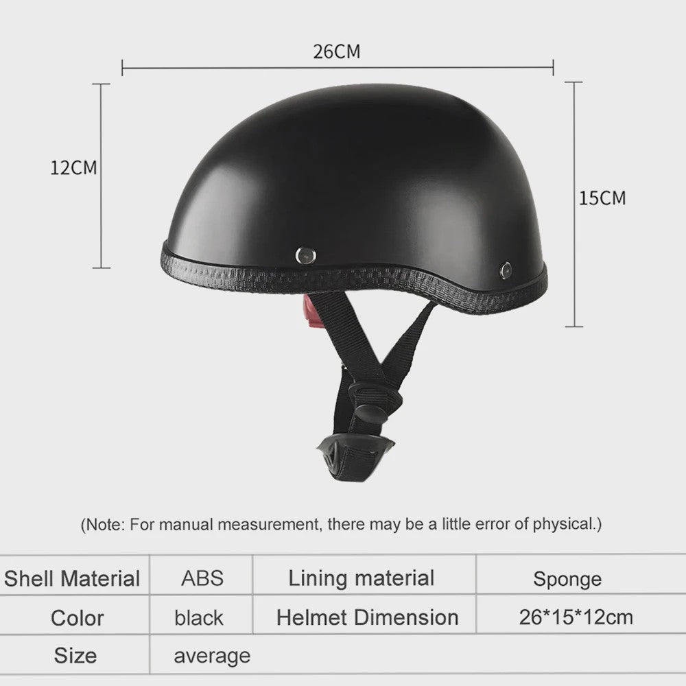 Universele Zwarte Motorhelm Half Helm ABS - Comfortabel en Wasbaar
