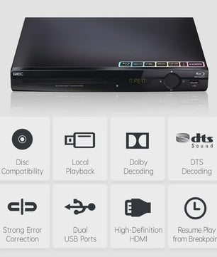 GIEC G2805 Blu-ray Speler - 1080P HD, Dolby/DTS, USB & Hard Drive Playback