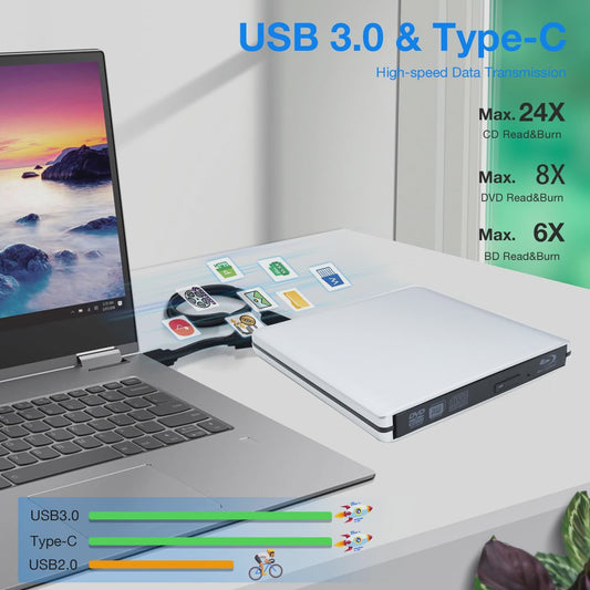 Externe Blu-ray Brander & DVD/CD Brander - USB 3.0 - Lees/Schrijf CD/DVD/BD
