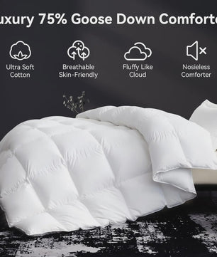 Luxe 75% Ganzendons Dekbed King Size - 850+ Fill Power, Hotelkwaliteit, 1200TC, Extra Zacht & Ademend