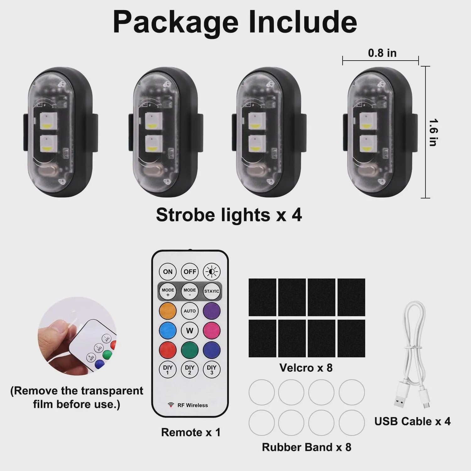 Veelzijdige LED Strobe Anti-Collision Lichten met Afstandsbediening - 8 Kleuren