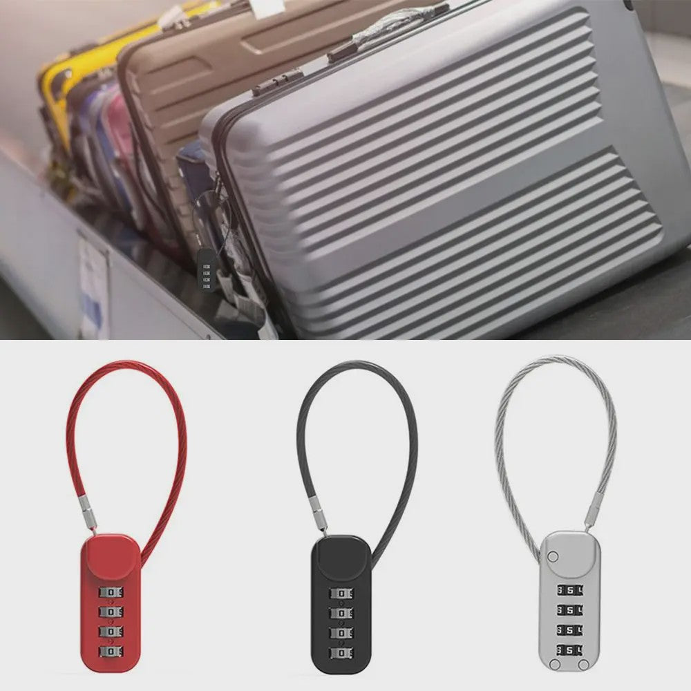 4-Cijferig Zinklegering Combinatieslot met Staalkabel - Anti-diefstal Hangslot voor Rugzak, Bagage & Reizen