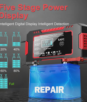 Intelligente 12V 6A Puls Batterijlader met LED Display voor Auto, Moto, Truck