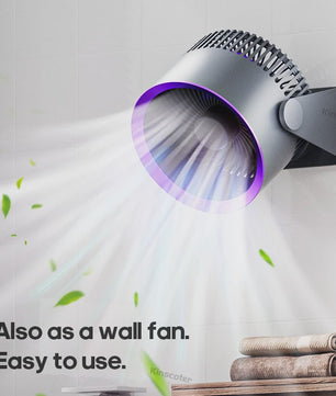 KINSCOTER Multifunctionele Draadloze Ventilator: Draagbaar, Stil & Flexibel voor Bureau, Muur of Plafond