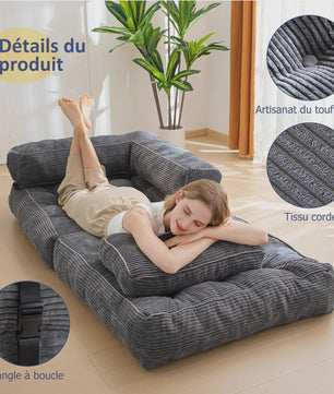 Opvouwbare Corduroy Sofa Bed met Geheugen Spons - Multifunctioneel en Comfortabel