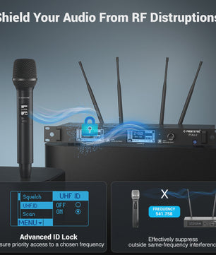 Phenyx Pro PTAU-2 True Diversity Draadloos Microfoon Systeem met ID Lock & Auto Scan