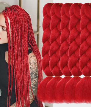 5x Jumbo Braiding Hair Extensions - 24 Inch Synthetisch Vlecht Haar - Pre-stretched Yaki
