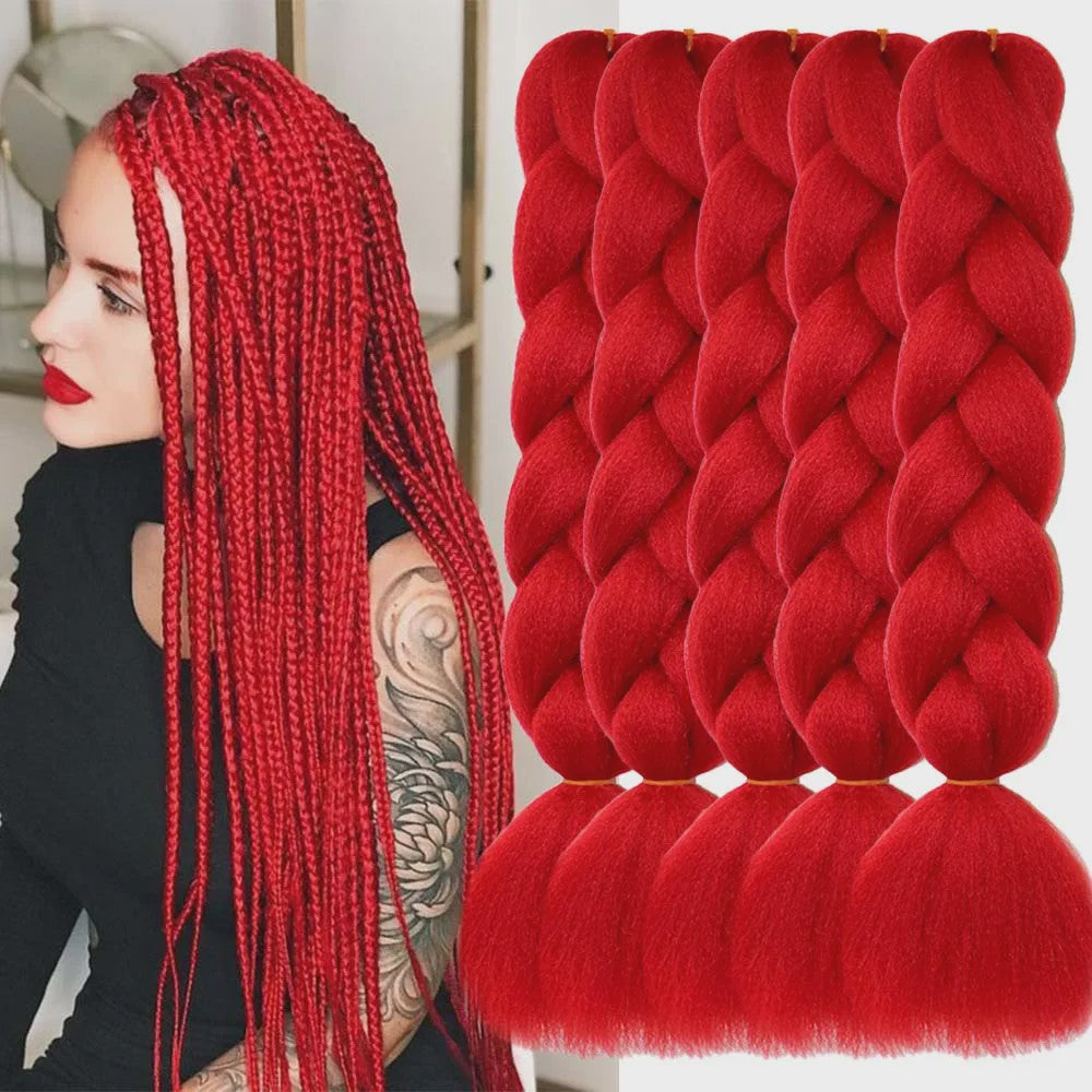5x Jumbo Braiding Hair Extensions - 24 Inch Synthetisch Vlecht Haar - Pre-stretched Yaki