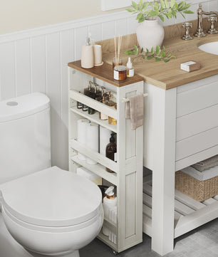 VASAGLE Smalle Rolkar met 4 Niveaus - 40x15x86.5 cm - Keuken & Badkamer Opbergoplossing