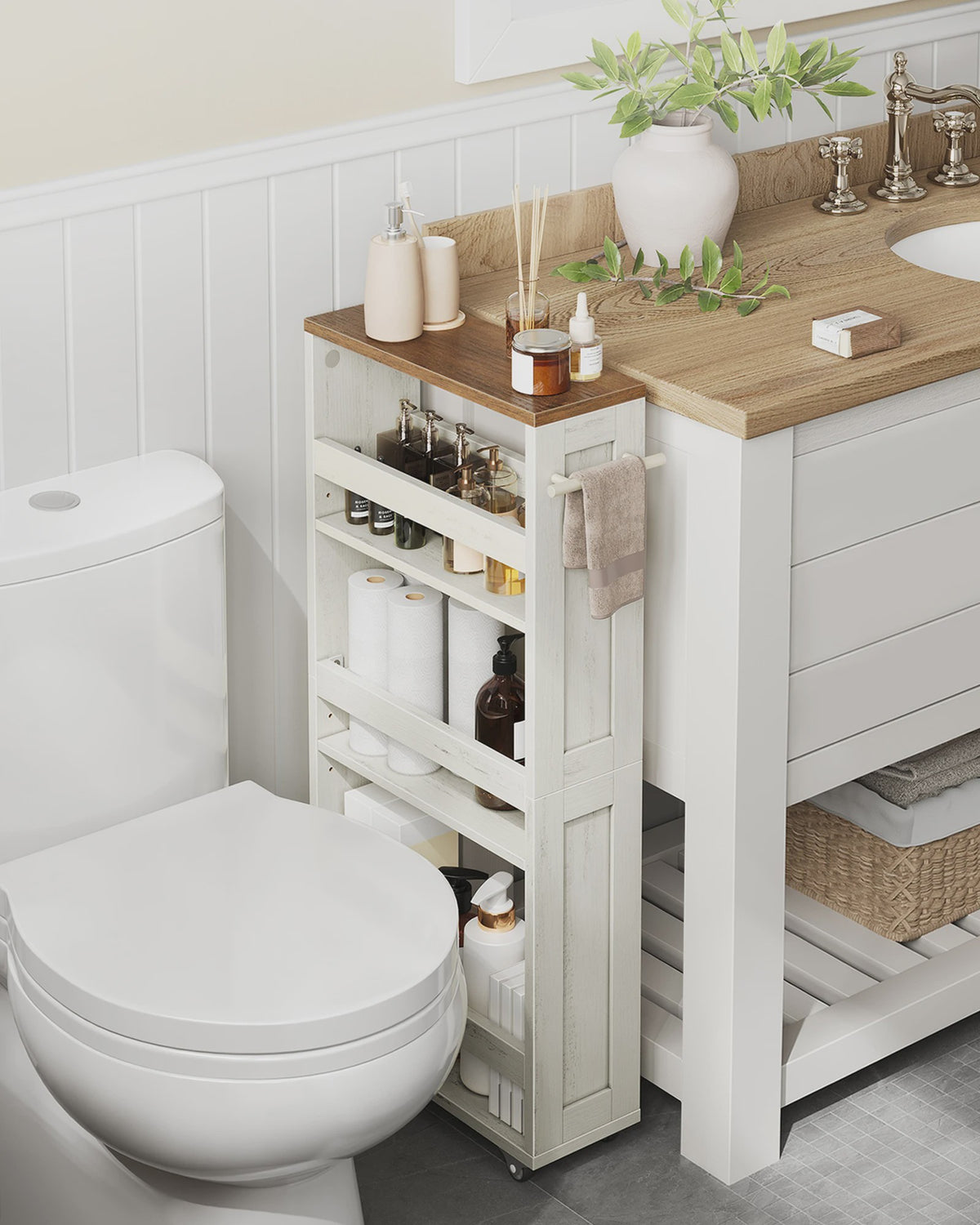 VASAGLE Smalle Rolkar met 4 Niveaus - 40x15x86.5 cm - Keuken & Badkamer Opbergoplossing