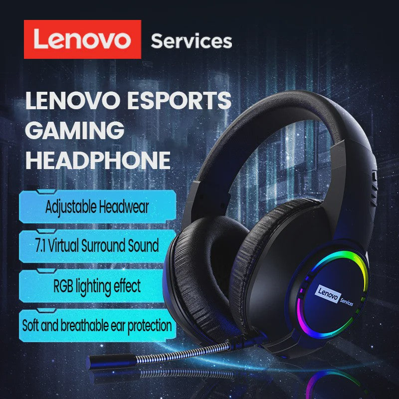 Lenovo E08 Gaming Headset: 7.1 Surround Sound, RGB, Microfoon voor PC & Laptop