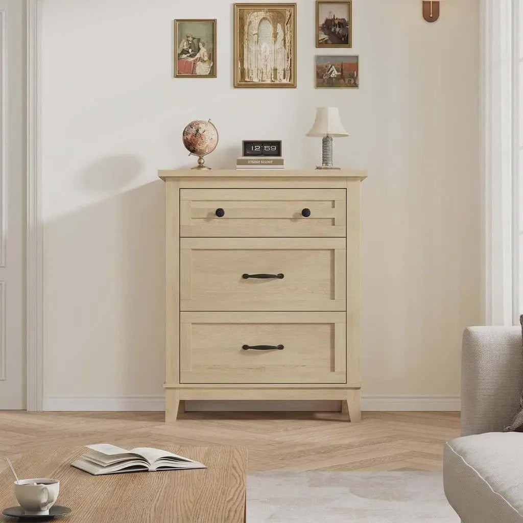 Moderne Ladekast van MDF - 74x40x75cm - Slaapkamer Commode met Textuur Fronten en Anti-Tip Kit