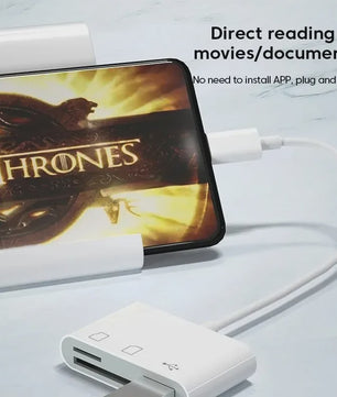 USB-C 3-in-1 Hub: SD/TF Kaartlezer & USB Poort voor Telefoon, Tablet & Laptop