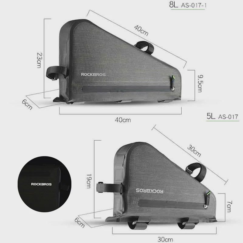 ROCKBROS 8L Fietstas Frame Driehoek Tas - Waterdicht, Reflecterend & Verstelbaar