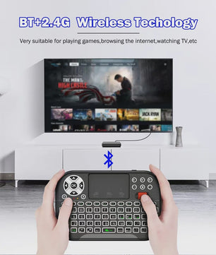 Mini Draadloos Toetsenbord met Touchpad, Scroll Wheel & 8 Kleuren Backlit - Dual Mode BT/2.4G Air Mouse Remote