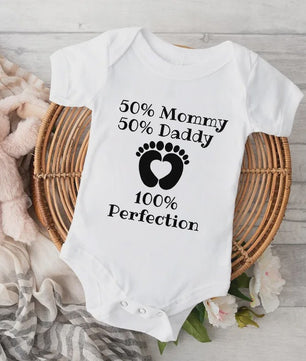 Baby Romper met Tekst: 50% Mama, 50% Papa, 100% Perfectie