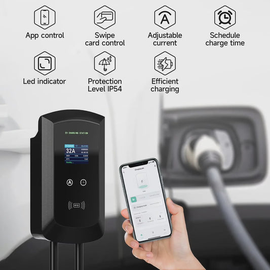 22KW 3-Fase Type 2 EV Laadstation Wallbox met WIFI/APP Controle - Snel Laden tot 7.6KW