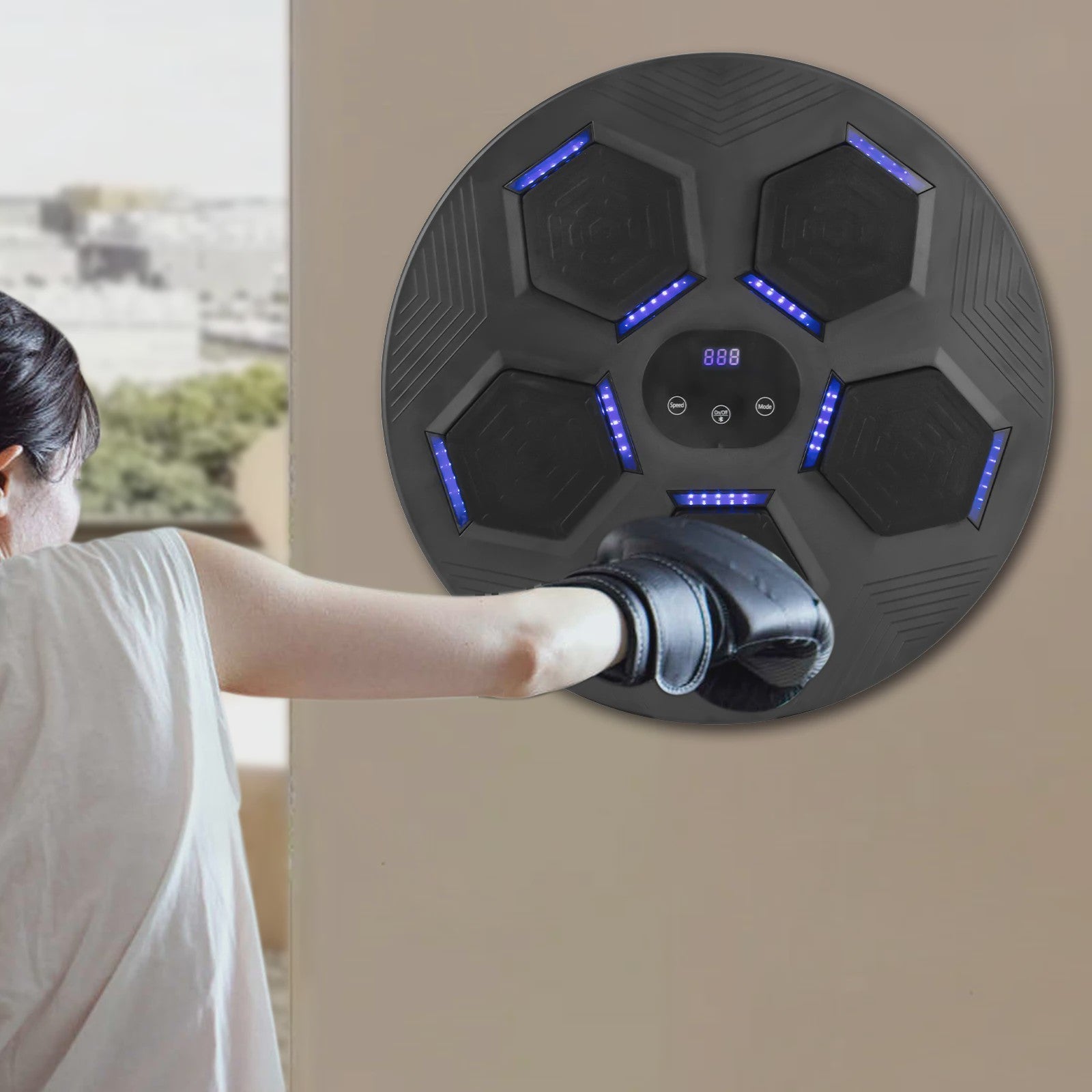 Slimme Muziek Bokszak Wandmontage - Bluetooth, LED Verlichting & Oplaadbaar voor Thuis Fitness