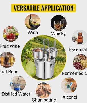 50L RVS Alcohol Distilleerder - Professionele Stookketel voor Whisky, Wijn & Bier