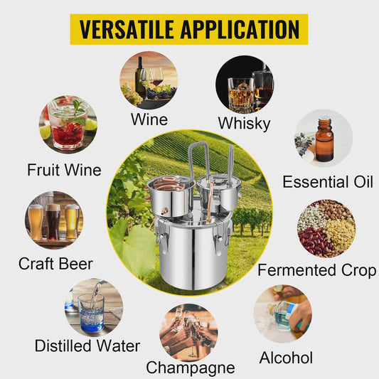 50L RVS Alcohol Distilleerder - Professionele Stookketel voor Whisky, Wijn & Bier