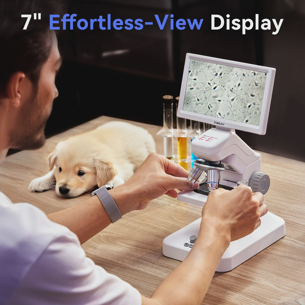 Tomlov DM301 Pro Digitale Microscoop: 1200x Vergroting, 7" HD Scherm & HDMI - Ideaal voor Educatie en Laboratorium