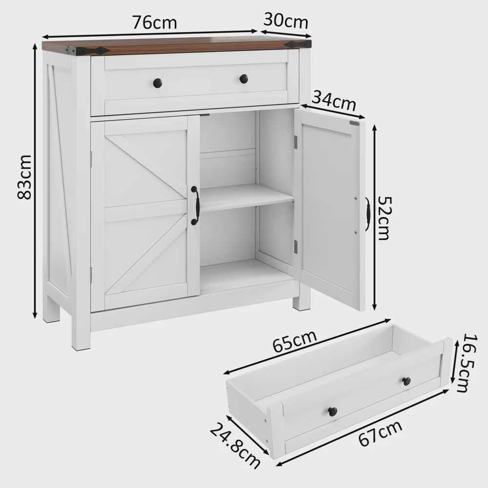 Moderne Badkamerkast met Lades en Verstelbare Planken - Walnoot Houtlook Blad