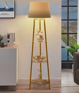Moderne Tripod Vloerlamp met 3 Planken en LED Verlichting - Dimbaar