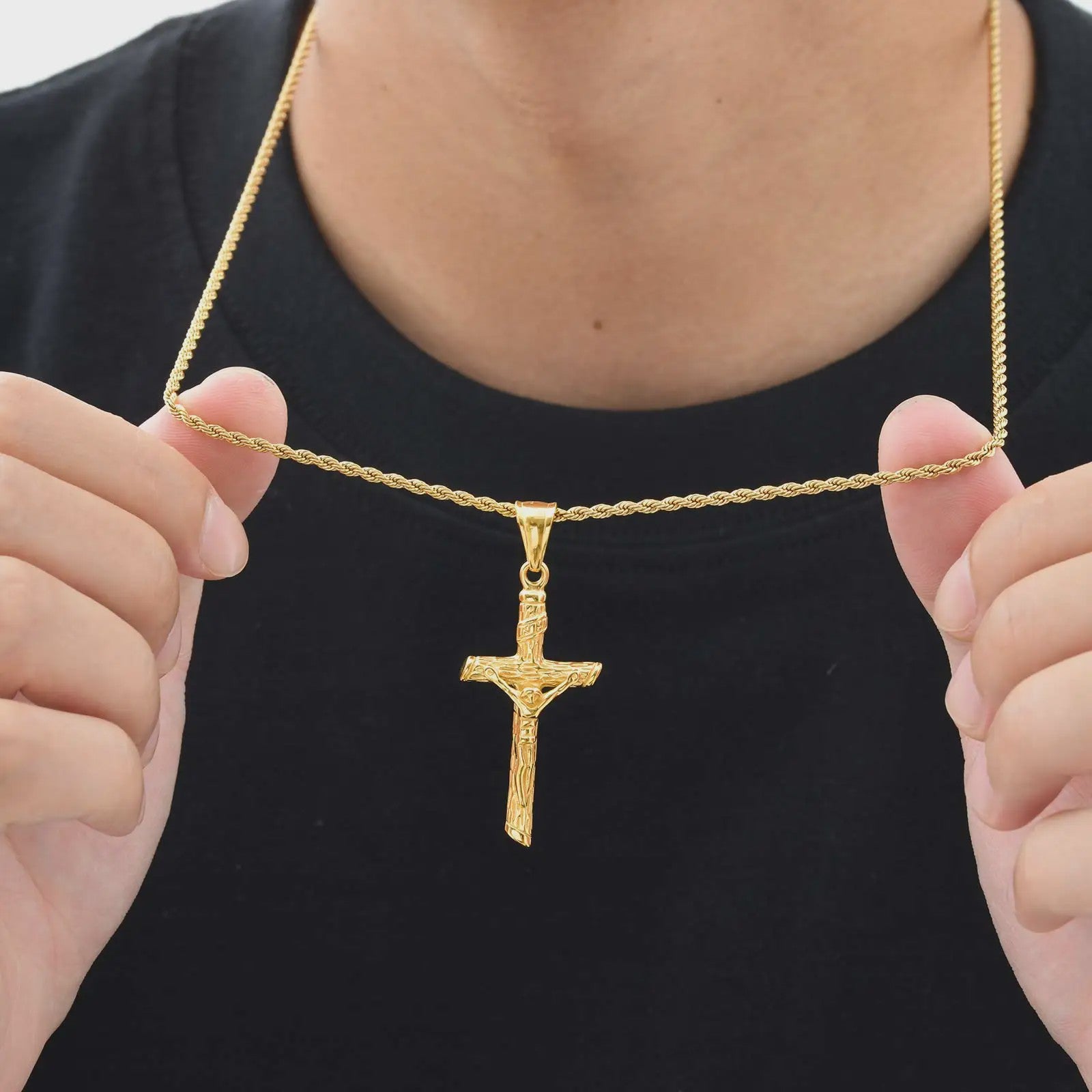 Heren RVS Kruis Ketting met Jezus Hanger - Religieuze Christelijke Sieraden
