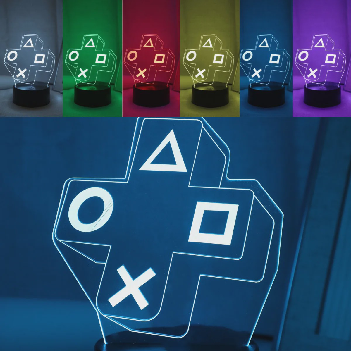 3D Gaming Cross Knop Nachtlamp - Kleurrijke LED Sfeerverlichting voor de Slaapkamer