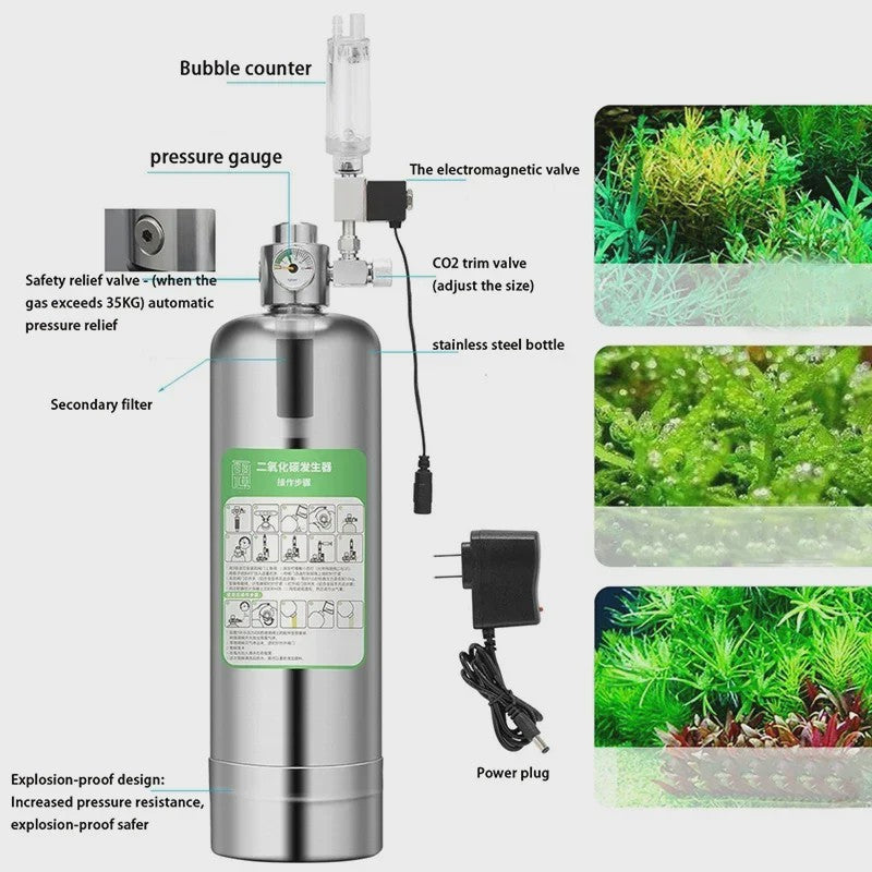 Roestvrijstalen Aquarium CO2 Generator Systeem Kit voor Plantengroei