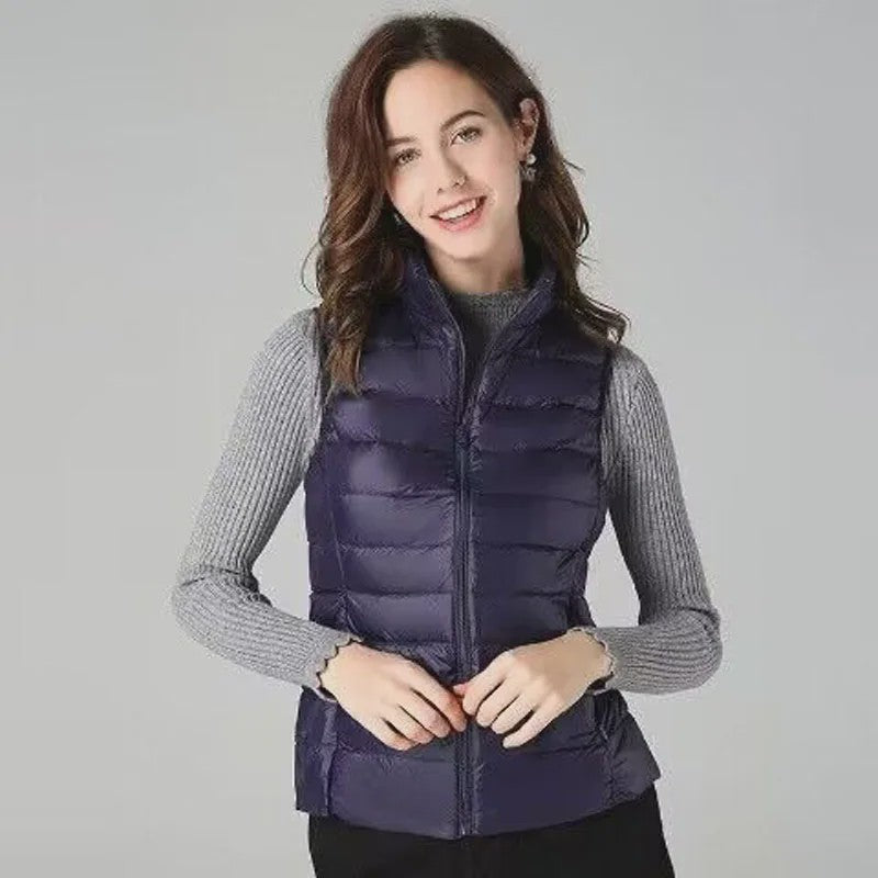 Stijlvolle Dames Bodywarmer - Lichtgewicht & Warm met Witte Eendendons Vulling