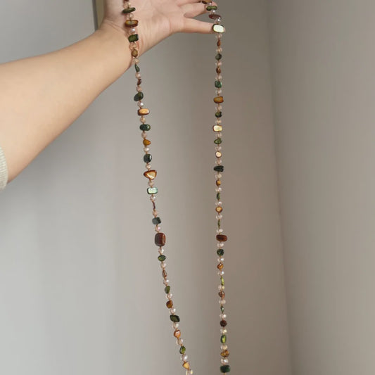 Luxe Dubbellaagse Schelp & Kristal Ketting - Bohemian Seaside Stijl