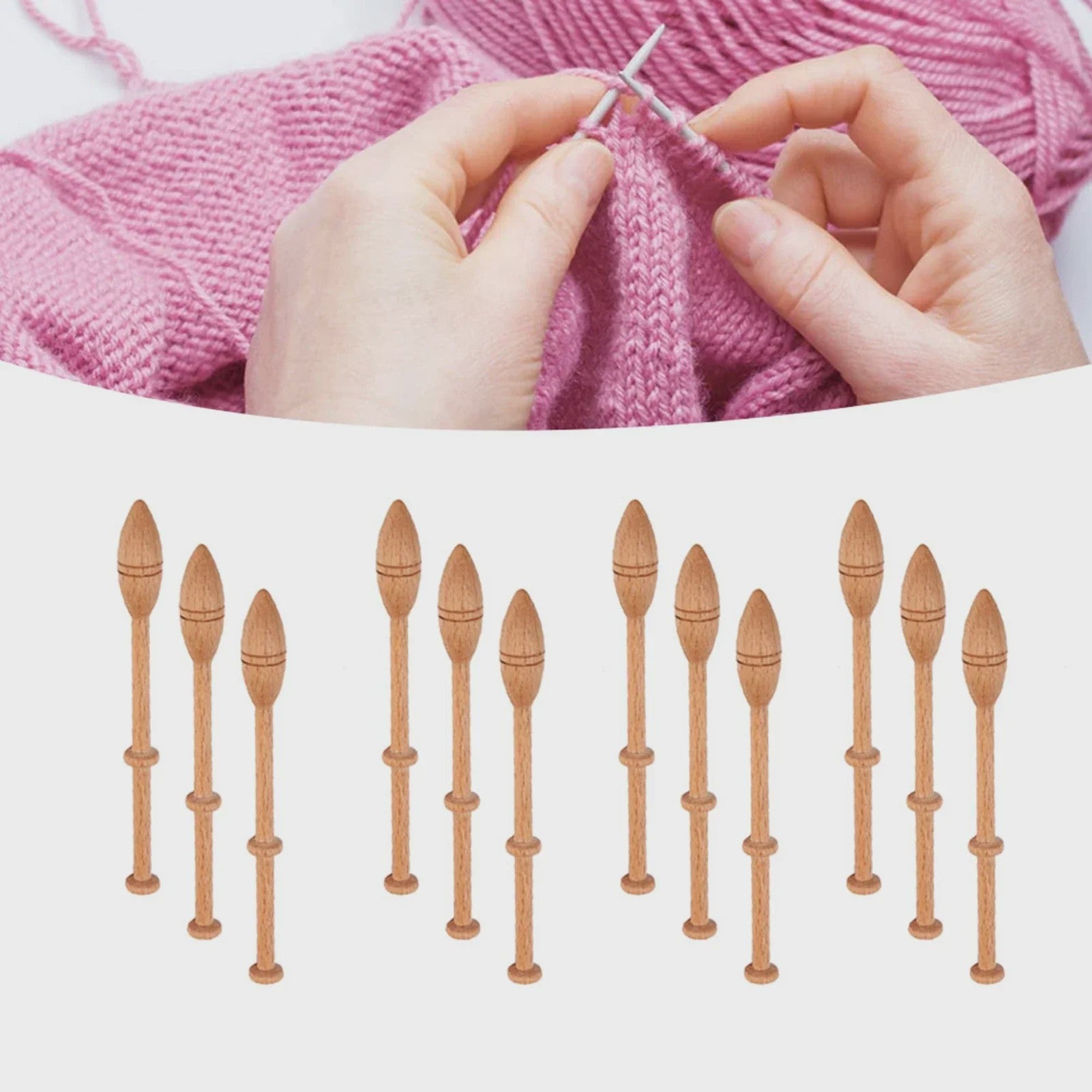 12x Houten Kantklosjes - Antiek & Ambachtelijk Handwerkgereedschap