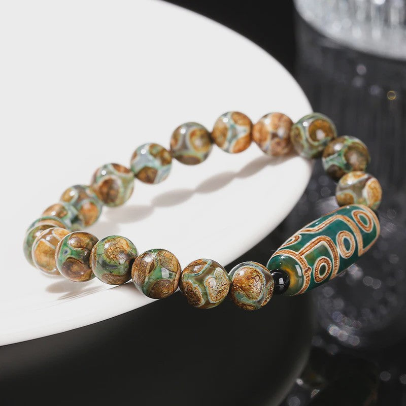 Tibetaanse Dzi Agate Armband met 9 Ogen - Retro Buddha Gebedssieraad