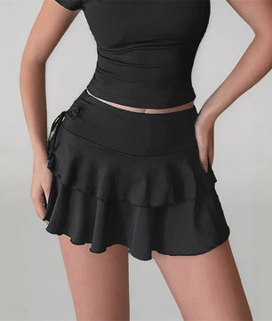 Zomerse Dames Rok: Hoge Taille, Slim Fit met Elastische Band en Ruffle Details