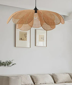 Retro Rotan Bloem Hanglamp - Sfeervolle Verlichting voor Woonkamer, Slaapkamer & Eetkamer