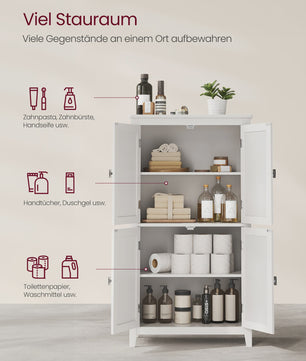 VASAGLE Hoge Kast met 4 Deuren - Stijlvolle Opbergoplossing voor Badkamer of Keuken (30x60x110 cm)