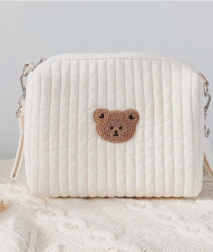 Quilted Luiertas Organizer met Borduring - Baby Verzorgingstas voor Kinderwagen