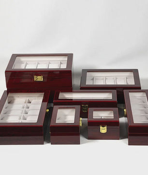 Luxe Houten Horlogedoos met Glas - Diverse Slots & Stijlvolle Opbergoplossing