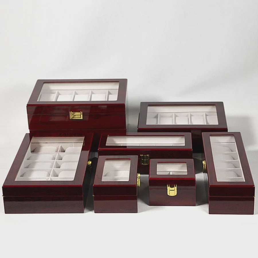 Luxe Houten Horlogedoos met Glas - Diverse Slots & Stijlvolle Opbergoplossing