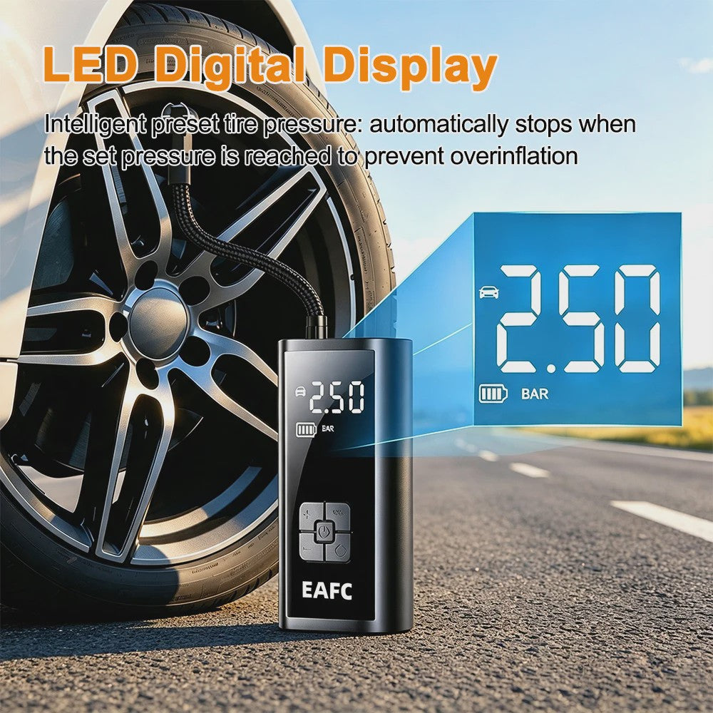 Draadloze Digitale Bandenpomp 4000mAh - Auto, Motor, Fiets & Ballen - Met LED & SOS Functie