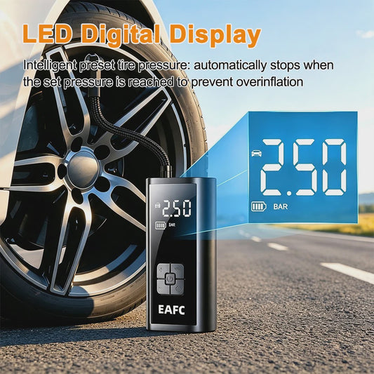Draadloze Digitale Bandenpomp 4000mAh - Auto, Motor, Fiets & Ballen - Met LED & SOS Functie