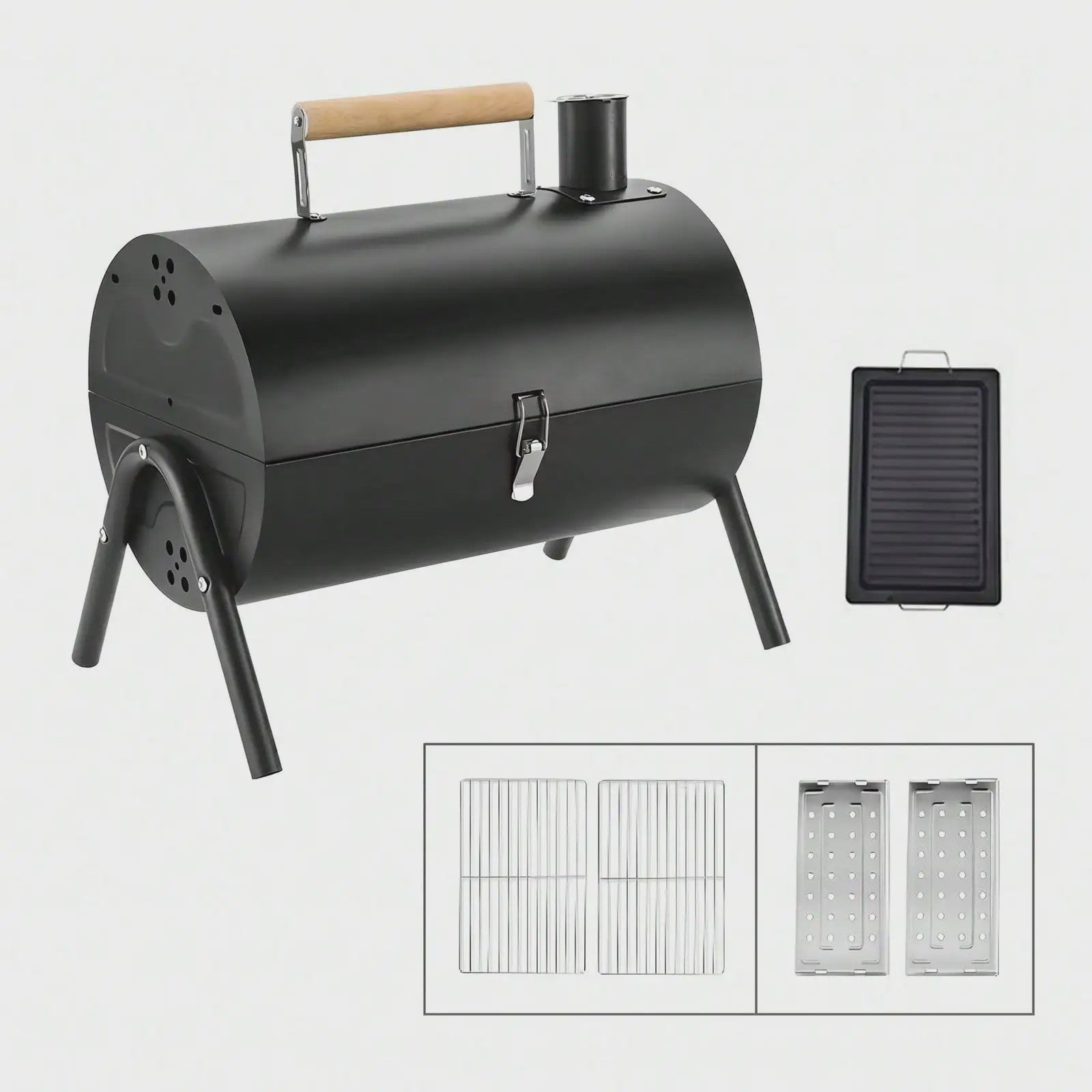 Compacte Dubbele Houtskoolgrill - Draagbaar voor Camping, Tuin & Picknicks