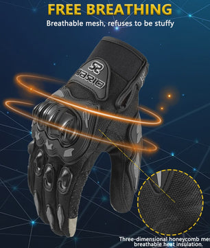 Ademende Motorhandschoenen Volledige Vinger - Anti-slip, Slijtvast & Touchscreen Compatibel