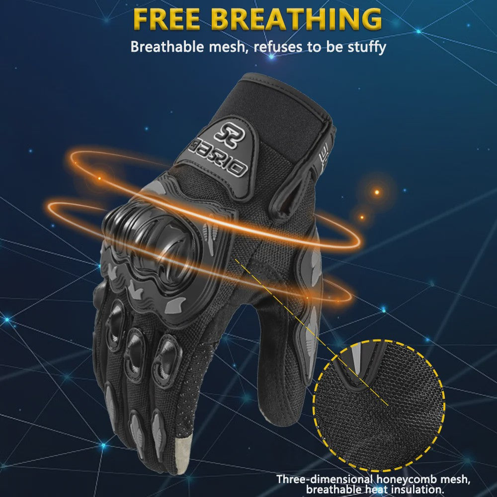 Ademende Motorhandschoenen Volledige Vinger - Anti-slip, Slijtvast & Touchscreen Compatibel