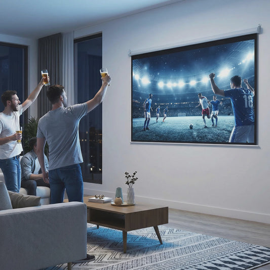 HOMCOM screen video projector 84 inches, 4:3 4K HD motorized and electric projection screen, tv and home cinema projection screen, wall mount or ceiling, order sign and remote control