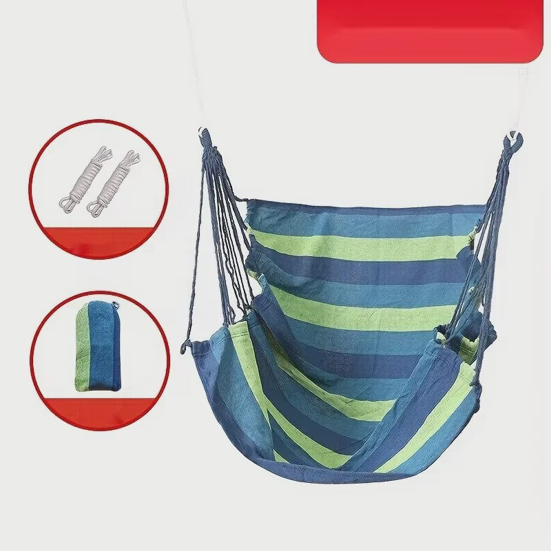 Gestreepte Canvas Hangmat Stoel - Draagbaar en Comfortabel voor Buiten