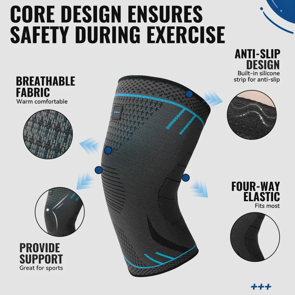 WRELS Compressie Kniebrace - Ademend, Anti-slip, Sport & Pijnverlichting