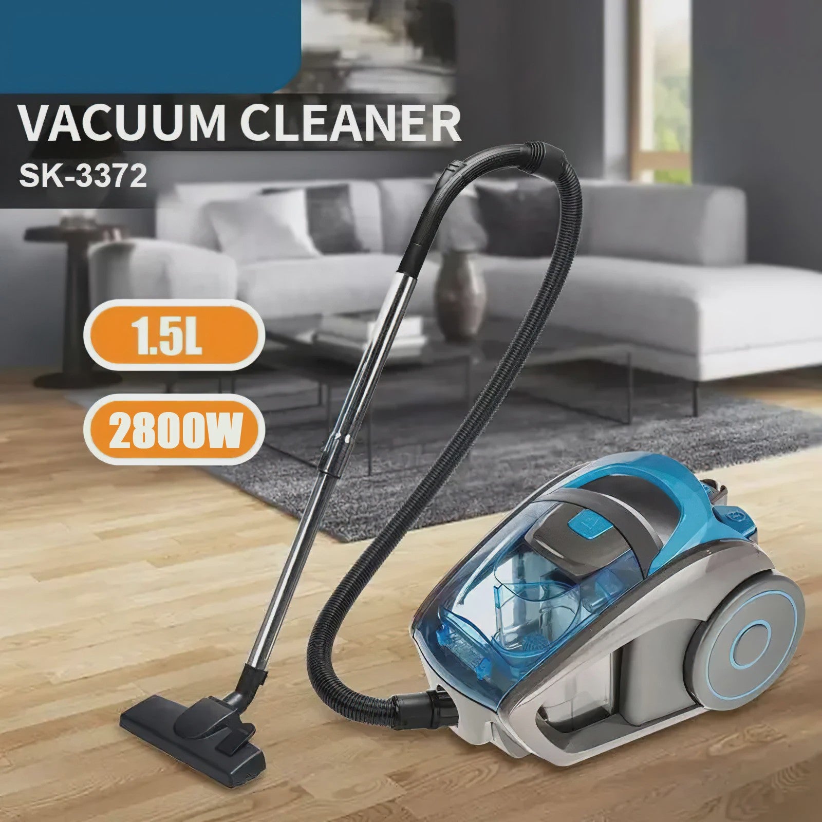 Krachtige Zakloze Stofzuiger 2800W met 15000PA Zuigkracht & Multi-Cyclonic Filtratie