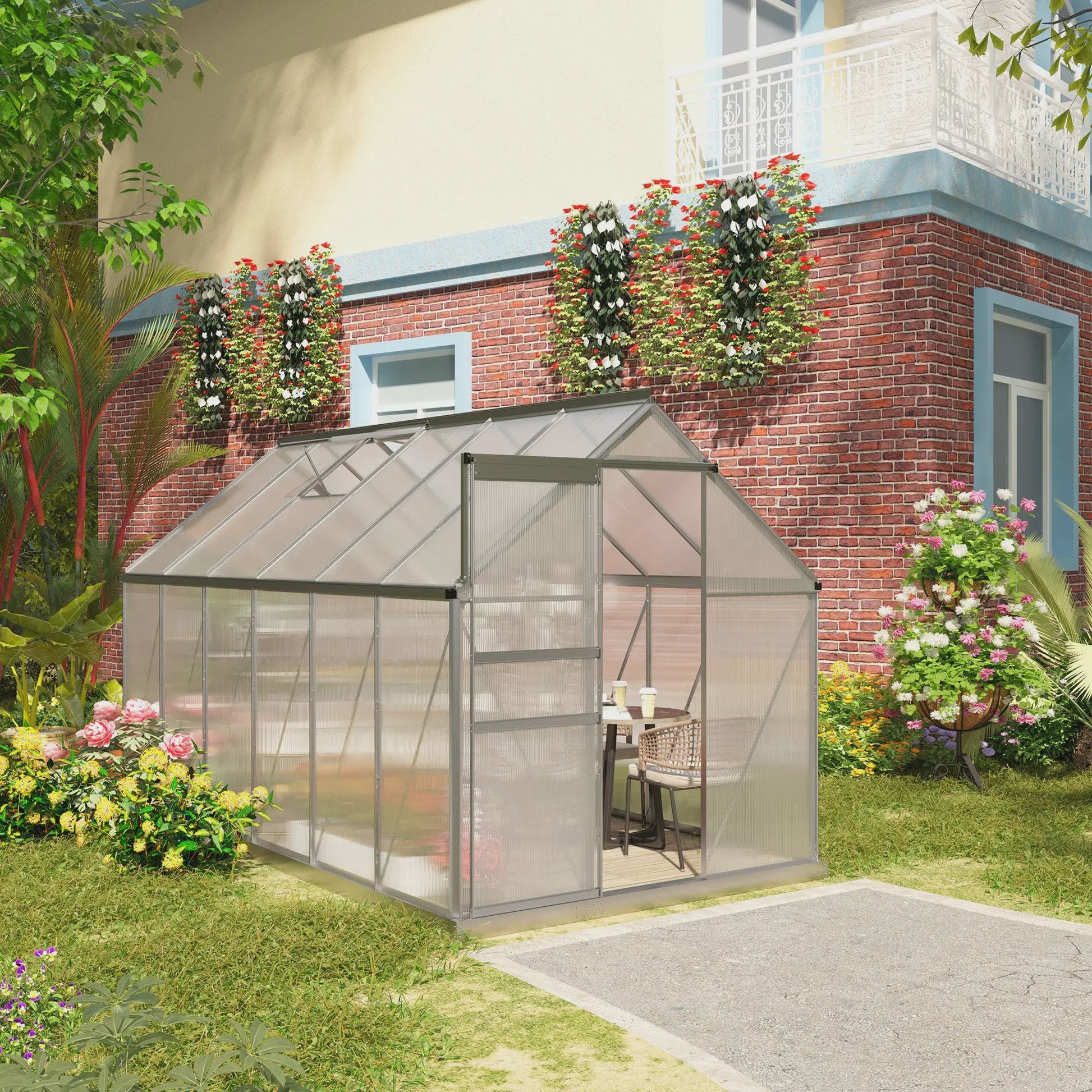 Outsunny Kassen 7,1 m² Aluminium Polycarbonaat met Fundering - Ruim en Duurzaam